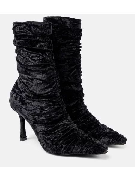 Čevlji do gležnjev Jimmy Choo iz rebrastega žameta črna