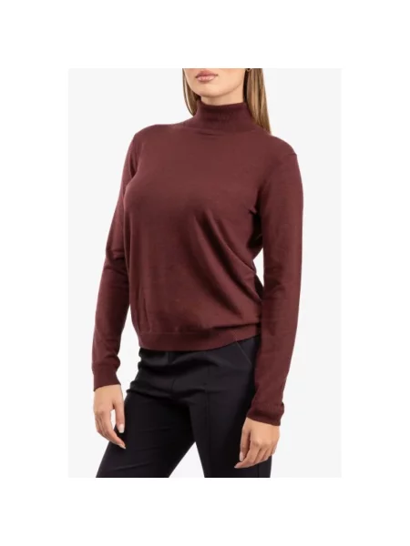 Sweter z golfem Weekend Max Mara wełniany do golfa brązowy