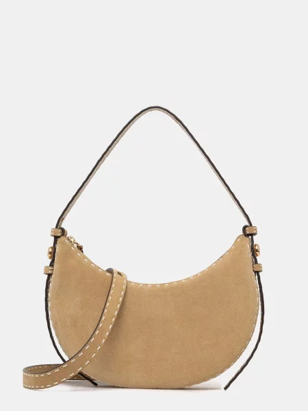 Tory Burch geantă de mână din piele întoarsă Romy bej