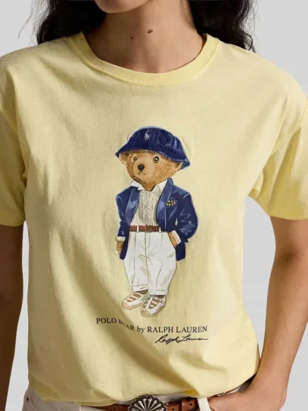 Męski t-shirt o kroju regular fit z nadruk polo bear Polo Ralph Lauren żółta