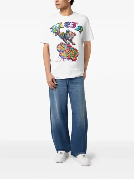 Tricou Philipp Plein cu imagine alb