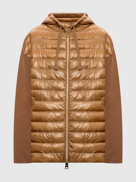 Комбінована куртка з капюшоном Herno коричнева