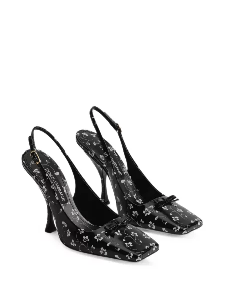 Φλοράλ γοβάκια Dolce & Gabbana με σχέδιο με ανοιχτό τακούνι μαύρο