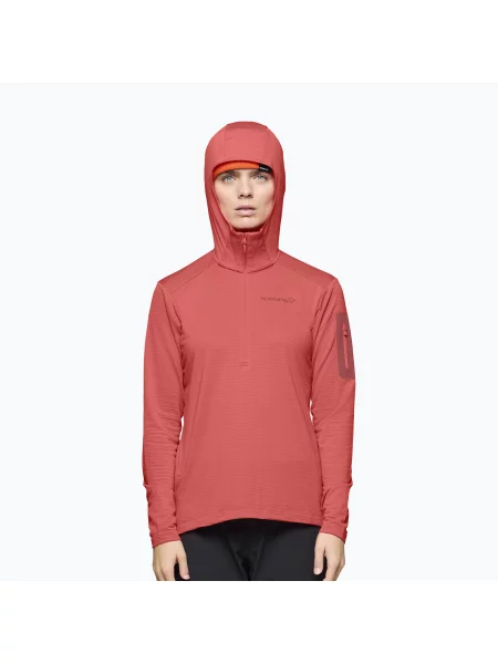 Bluză de trekking pentru femei NORRONA Falketind Hood deep sea coral/baked apple