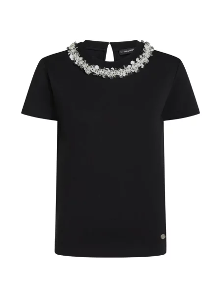 Tricou Karl Lagerfeld cu perle negru