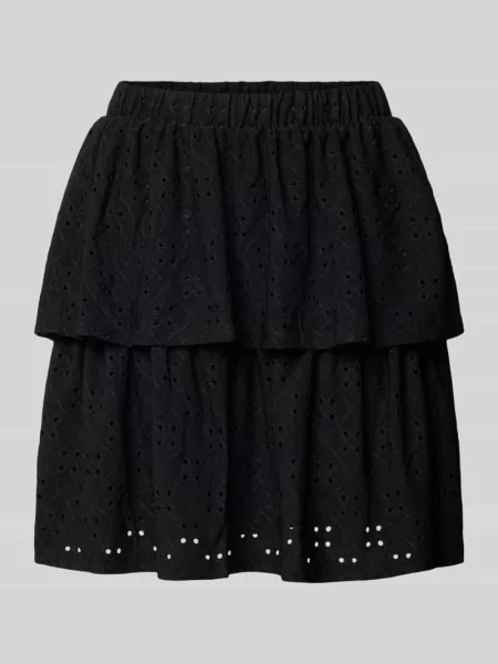 Spódnica mini z efektem stopniowania w kolorze białym Pieces czarna