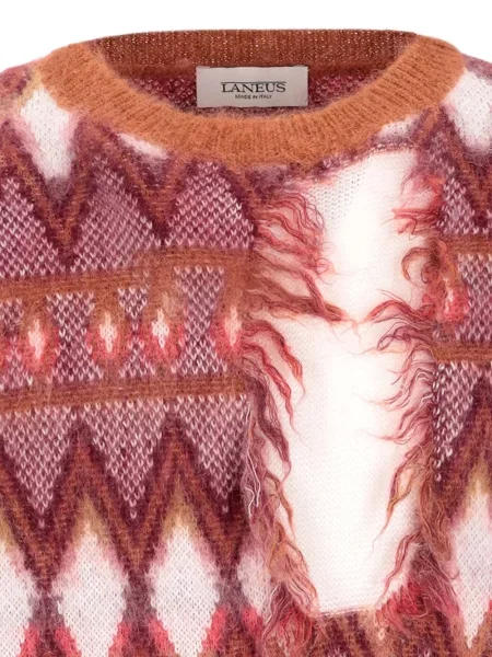 Pulover Laneus cu imprimeu geometric roșu