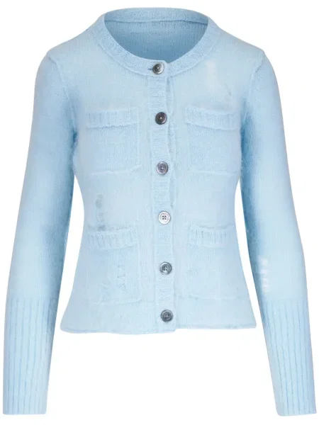 Długi kardigan R13 z długim rękawem niebieski