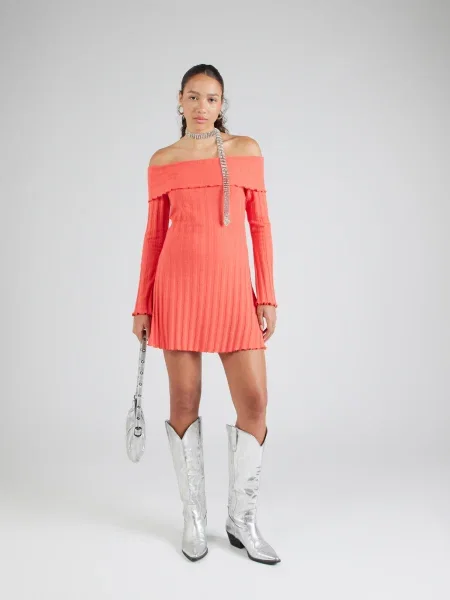 PIECES Rochie tricotat PCOLIVE pastel roșu
