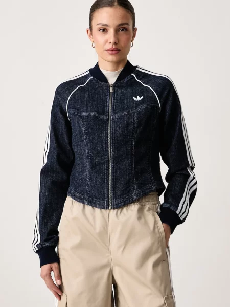 Adidas Originals dukserica na zakopčavanje ženska traper Superstar Denim bijela