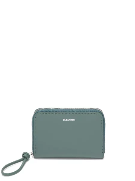 Portofel Jil Sander din piele cu autograf verde