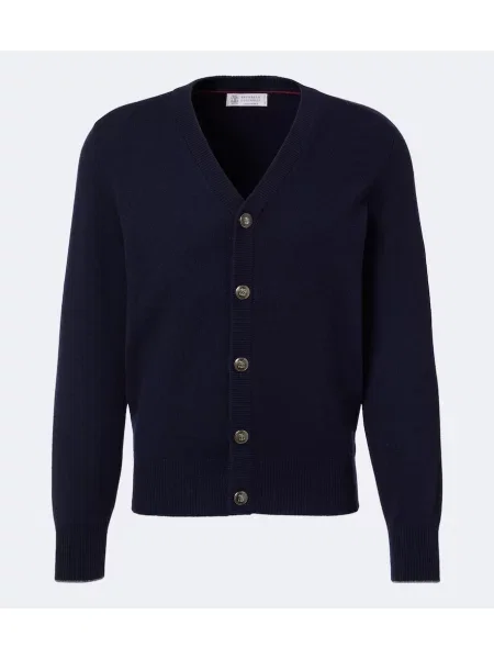 Cardigan Brunello Cucinelli din cașmir albastru