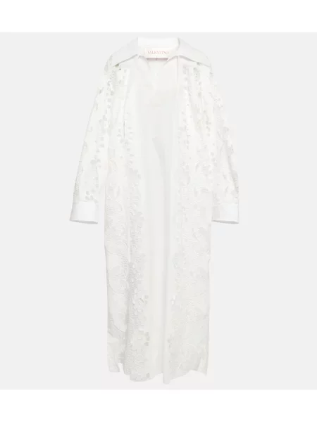 Haftowana sukienka midi Valentino do kolan garniturowa biała
