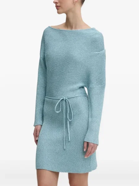 Rochie mini Never Fully Dressed cu decolteu barcă de costum albastru