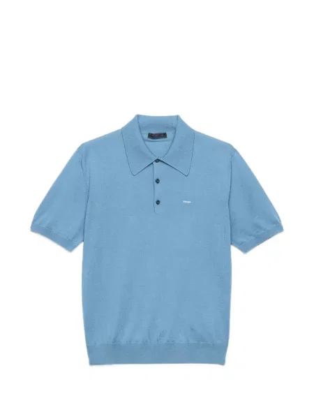 Tricou polo Prada de lână albastru