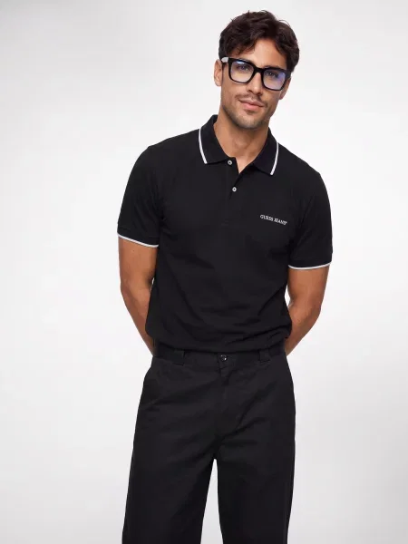 Tricou polo Guess Jeans negru