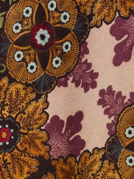 Palton La Doublej de lână cu model floral roșu