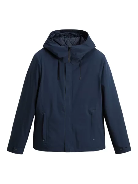 Geacă Woolrich cu glugă albastru