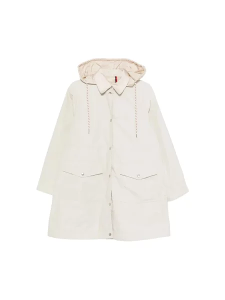 Kurtka puchowa Moncler z kapturem beżowa