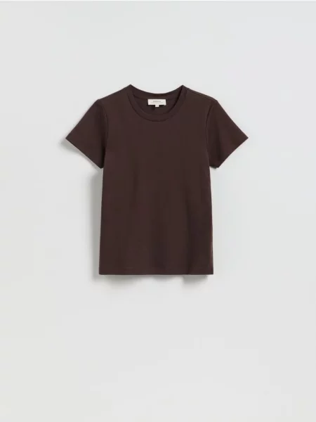 Reserved Tricou din maro-închis maro