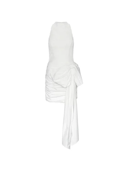 Sukienka mini Rotate Birger Christensen z kokardką koronkowa garniturowa biała