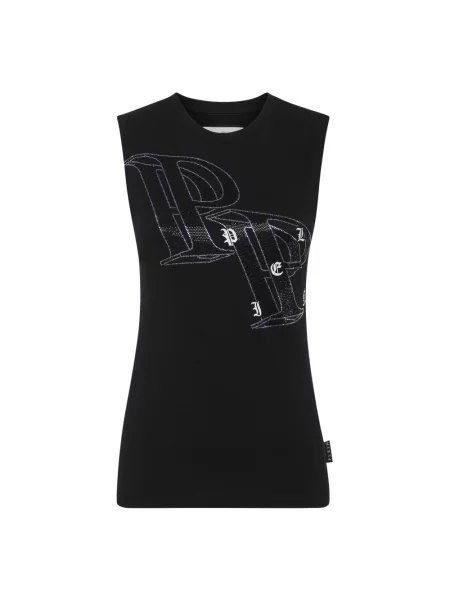 Top Philipp Plein na ramiączkach czarny