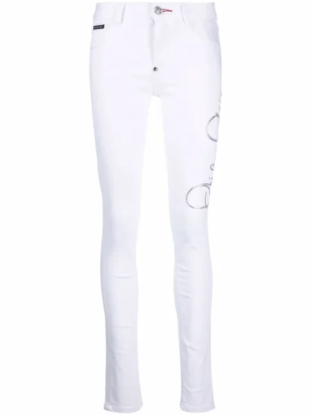 Skinny jeansy skinny Philipp Plein białe