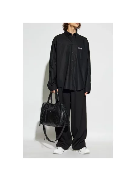 Koszula Balenciaga z logo czarna