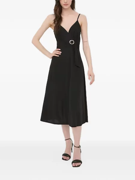 Rochie midi Morgan cu decolteu în V cu cataramă negru