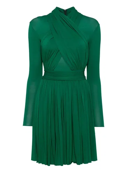 Długa sukienka maxi Herve L. Leroux z długim rękawem garniturowa zielona