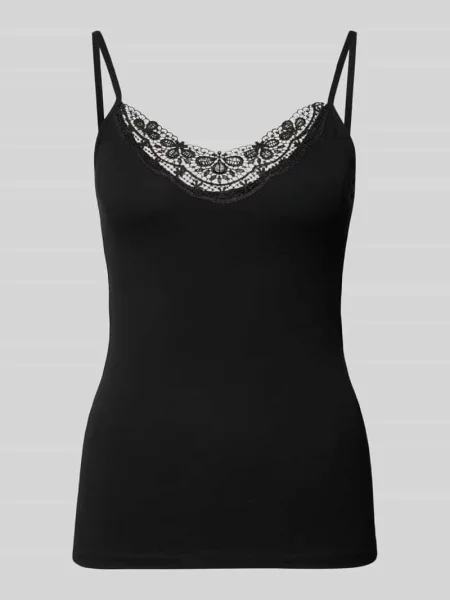 Top Vero Moda koronkowy na ramiączkach czarny