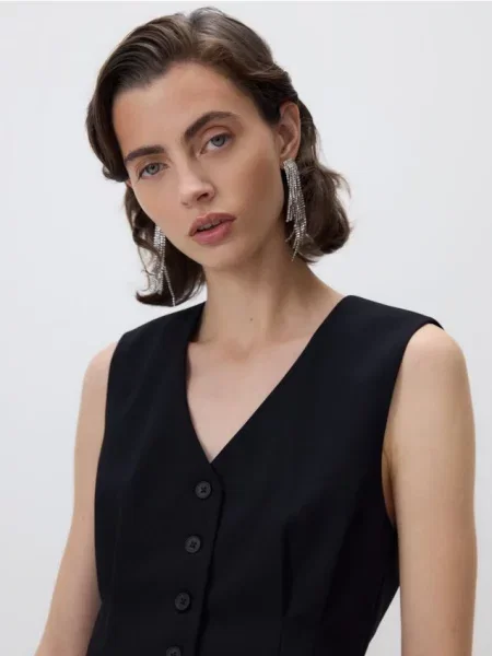 Reserved Жилет з складками чорний