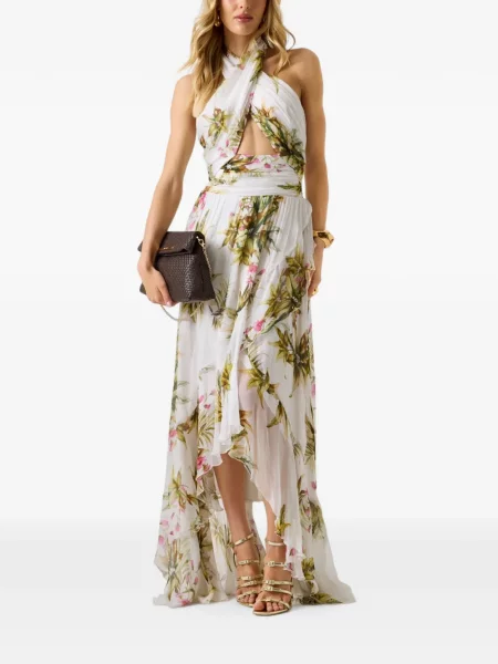 Rochie maxi Guess cu model floral cu imagine alb