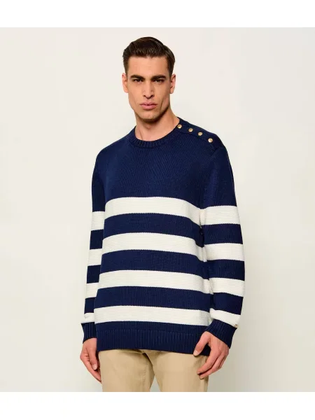TOMMY HILFIGER Pulover bleumarin alb