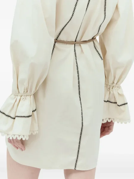 Curea Max Mara din piele cu pompoane maro
