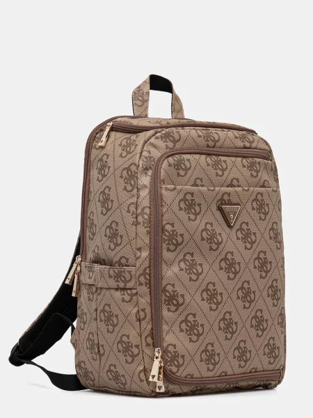 Рюкзак Guess BERTA великий візерунок бежевий