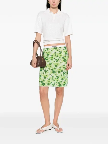 Fustă Miu Miu cu model floral cu imagine verde