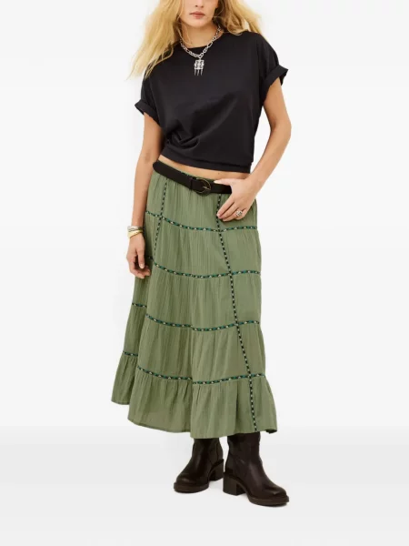 Fusta maxi Ba&sh cu broderie verde