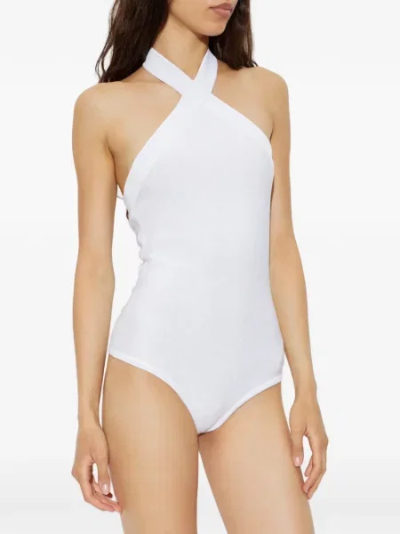 Body Balmain cu paiete cu gât halter alb