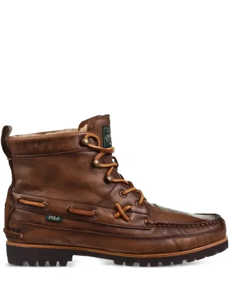 Kožené slip on tenisky Polo Ralph Lauren hnědé