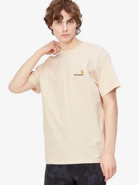 Carhartt WIP tricou din American Script uni bej