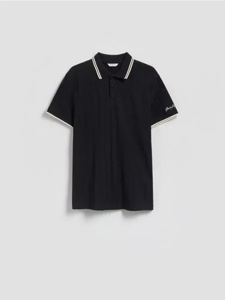 Reserved Cămașă polo slim fit negru
