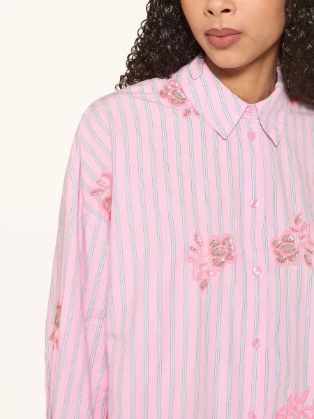 Essentiel Antwerp Bluzka Koszulowa Jalinki Z Kamieniami Ozdobnymi I Cekinami rosa
