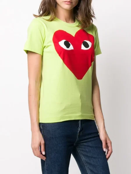 Tričko Comme Des Garçons Play s potiskem s kulatým výstřihem se srdcovým vzorem zelené