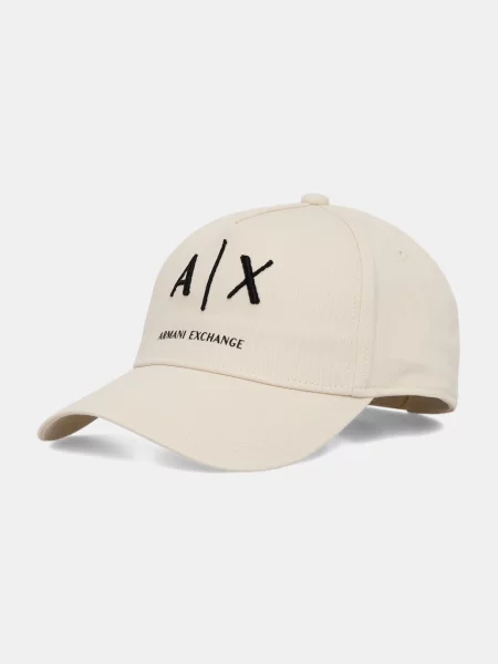 Armani Exchange czapka z daszkiem beżowa
