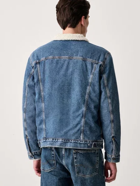 Levi's krótka kurtka sztruksowa TYPE 3 SHERPA niebieska