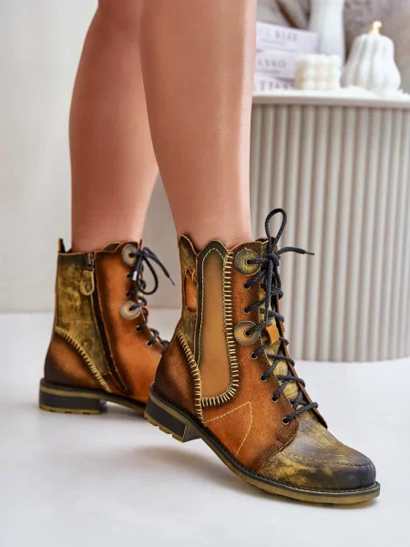 Боти Maciejka с плосък ток жълто