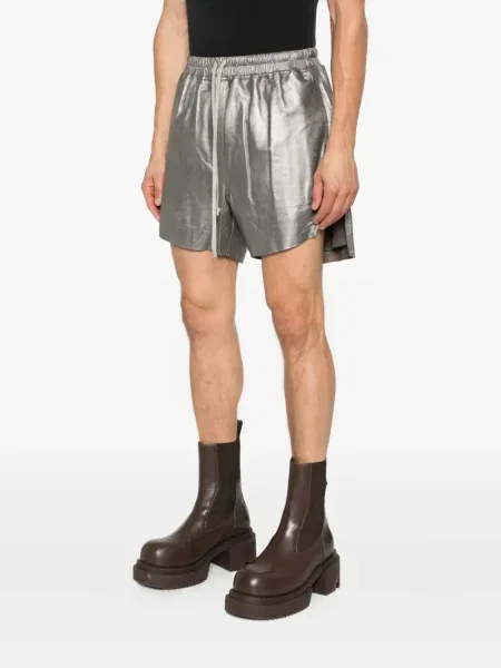 Pantaloni scurți Rick Owens din piele gri