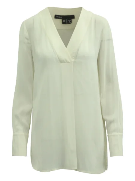 Bluză Vince cu decolteu în V lungă alb