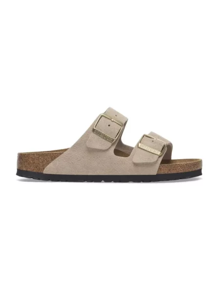 Klapki Birkenstock skórzane beżowe